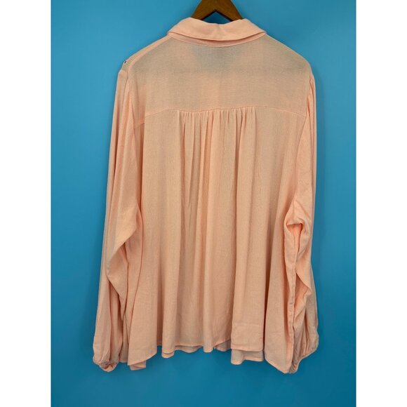 Torrid Madison Washable Gauze Crepe Embroidered Long Sleeve Shirt Pink 4X NEW - Picture 5 of 7